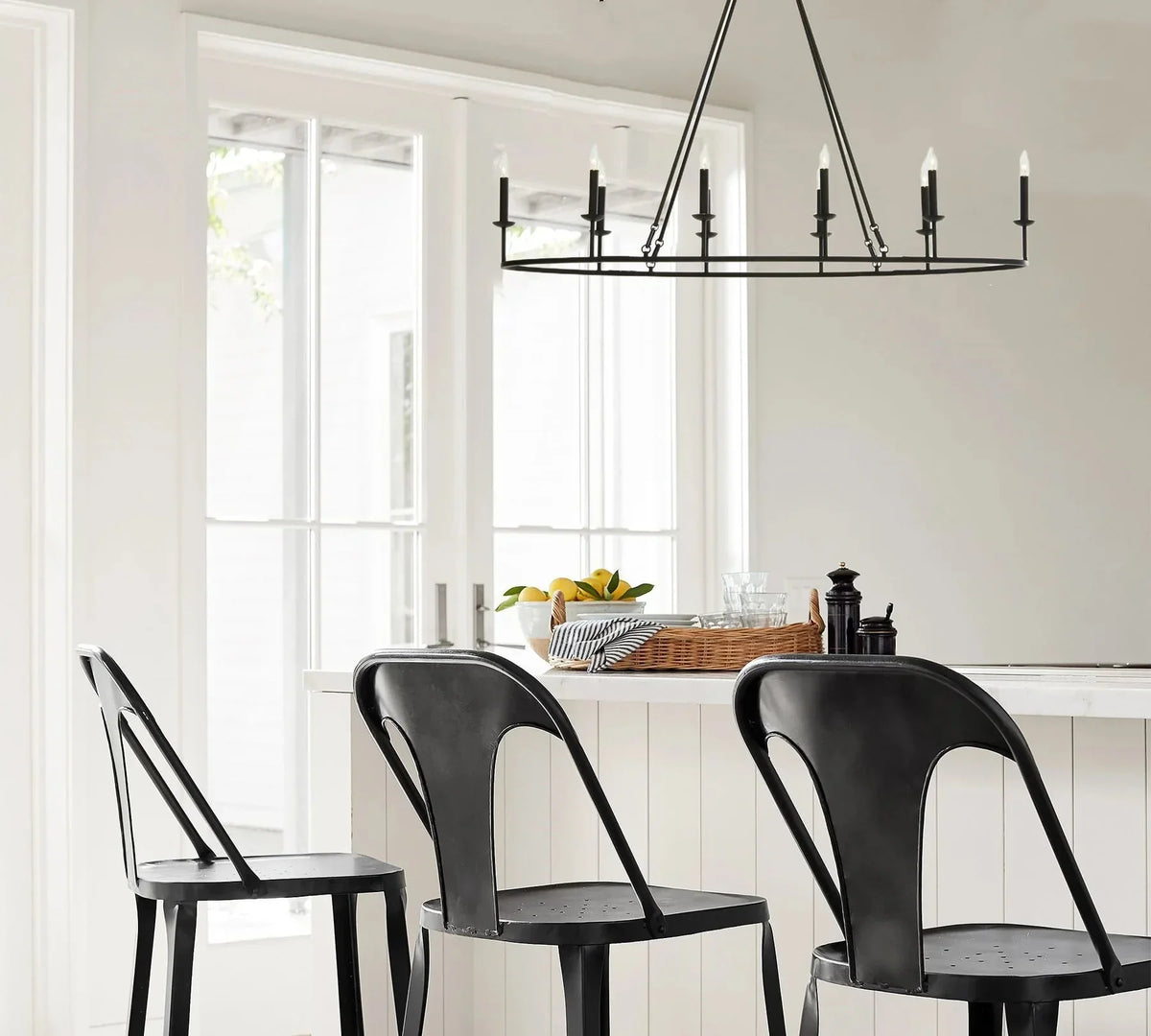 Metavaya Chandelier Dia 45cm x H 100cm / black Remington Iron Round Chandelier 6938617781866 M2023092502-1
