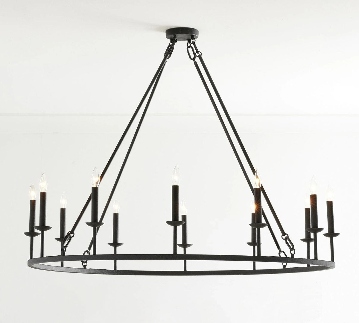 Metavaya Chandelier Dia 45cm x H 100cm / black Remington Iron Round Chandelier 6938617781866 M2023092502-1
