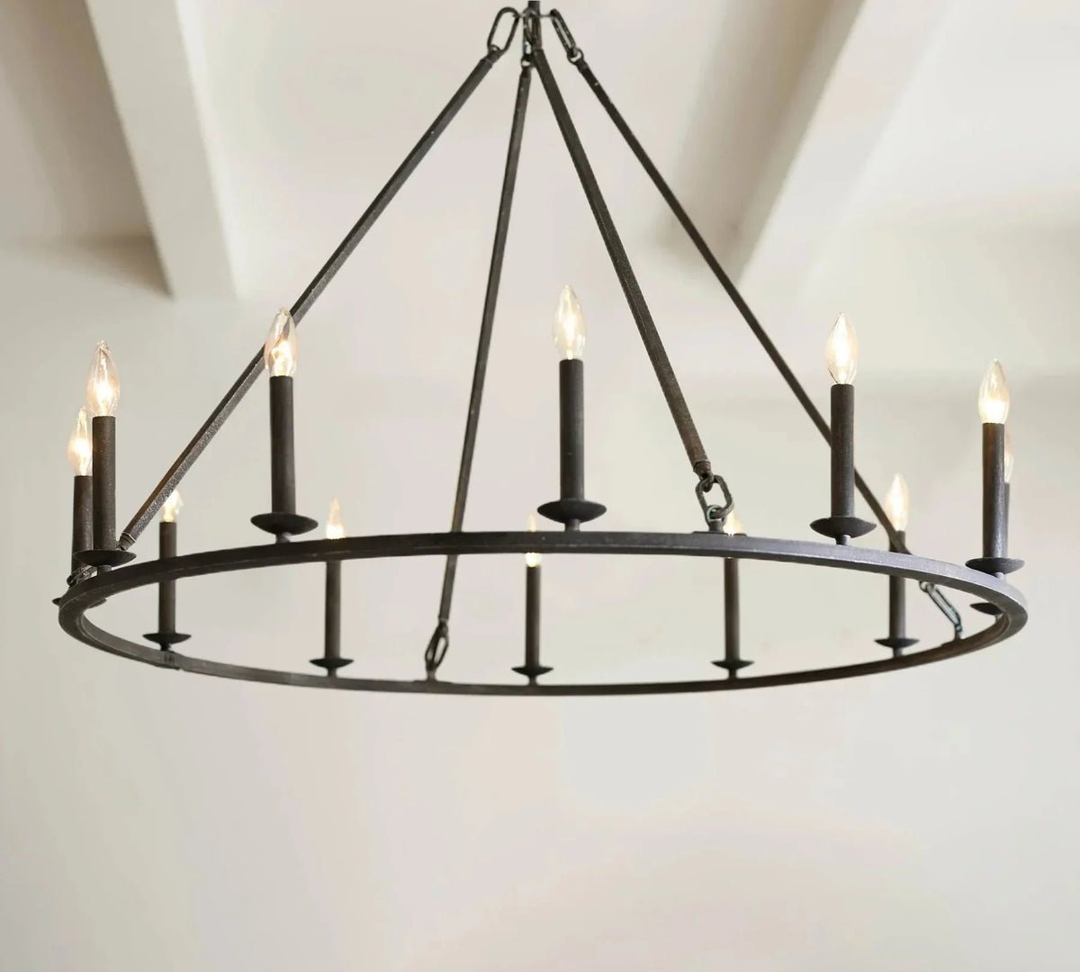 Metavaya Chandelier Dia 45cm x H 100cm / black Remington Iron Round Chandelier 6938617781866 M2023092502-1