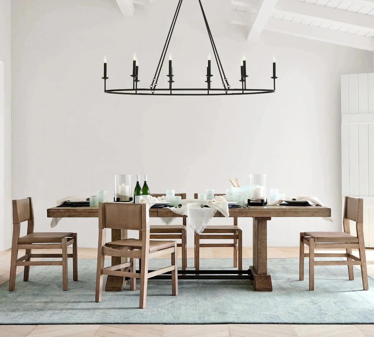 Metavaya Chandelier Dia 45cm x H 100cm / black Remington Iron Round Chandelier 6938617781866 M2023092502-1
