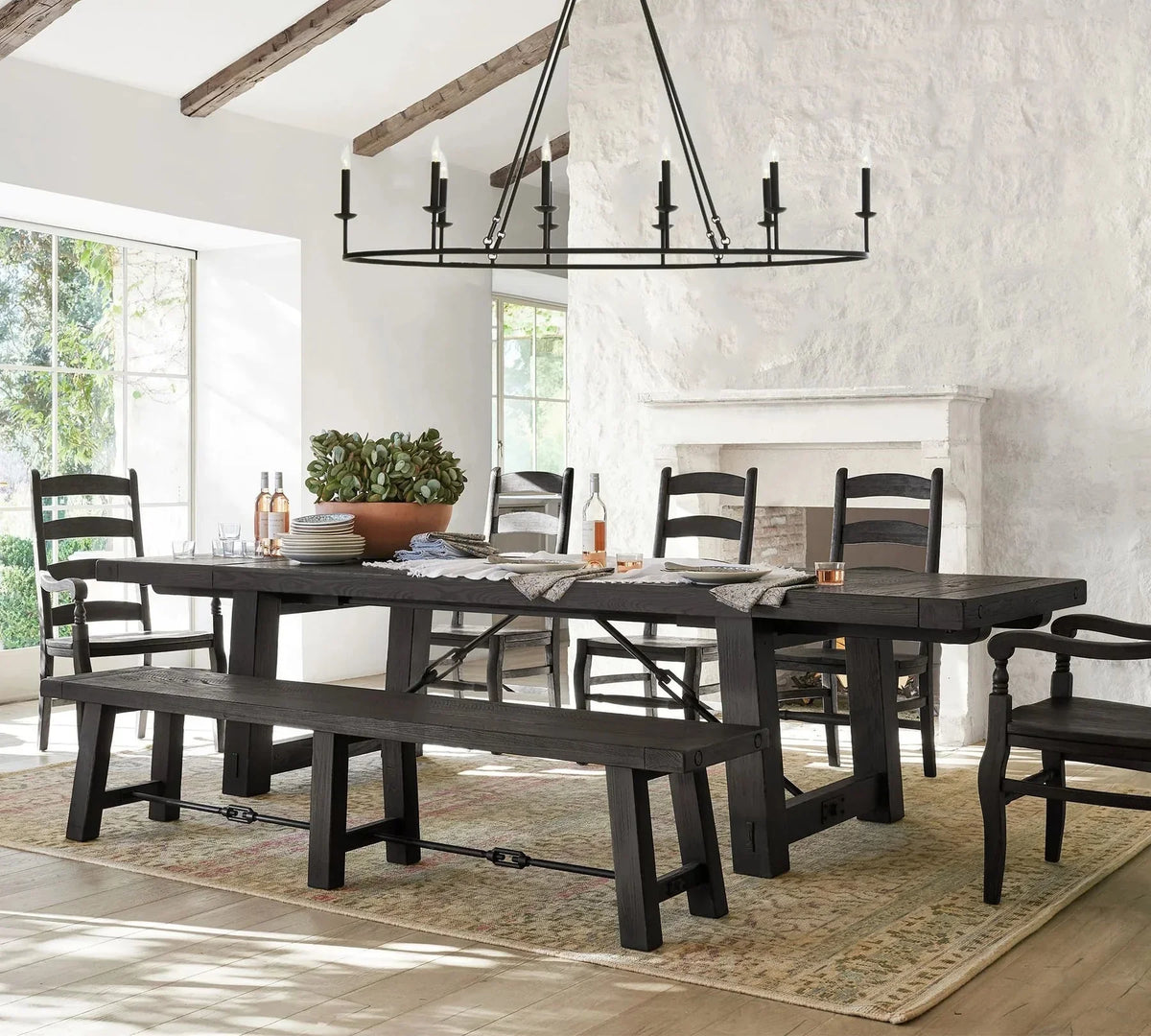 Metavaya Chandelier Dia 45cm x H 100cm / black Remington Iron Round Chandelier 6938617781866 M2023092502-1