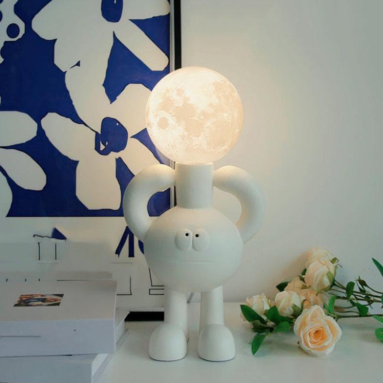 Metavaya Table Lamp Dia 17cm x H 35cm / ∅ 6.7″ x H 13.8″ / White+3D Printing Lampshade / US plug Resin Robot Table Lamp 6938617804909 M2023103004-5