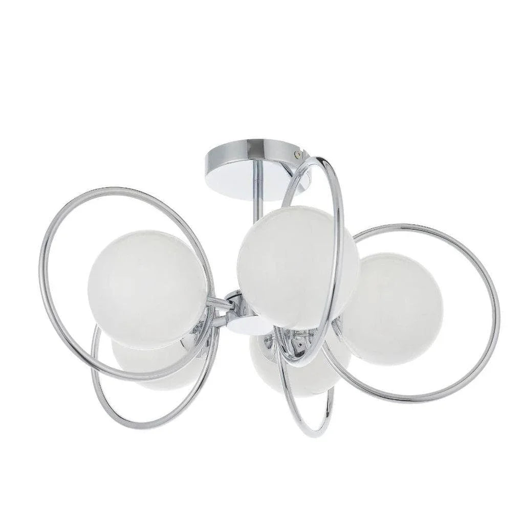 Metavaya Chandelier 5heads Dia 51cm x H 30cm / ∅ 20″ x H 11.8″ / Chrome Orb Chandelier 662668900865 M2024010203-2 Revolution Chandelier | Discount Sale