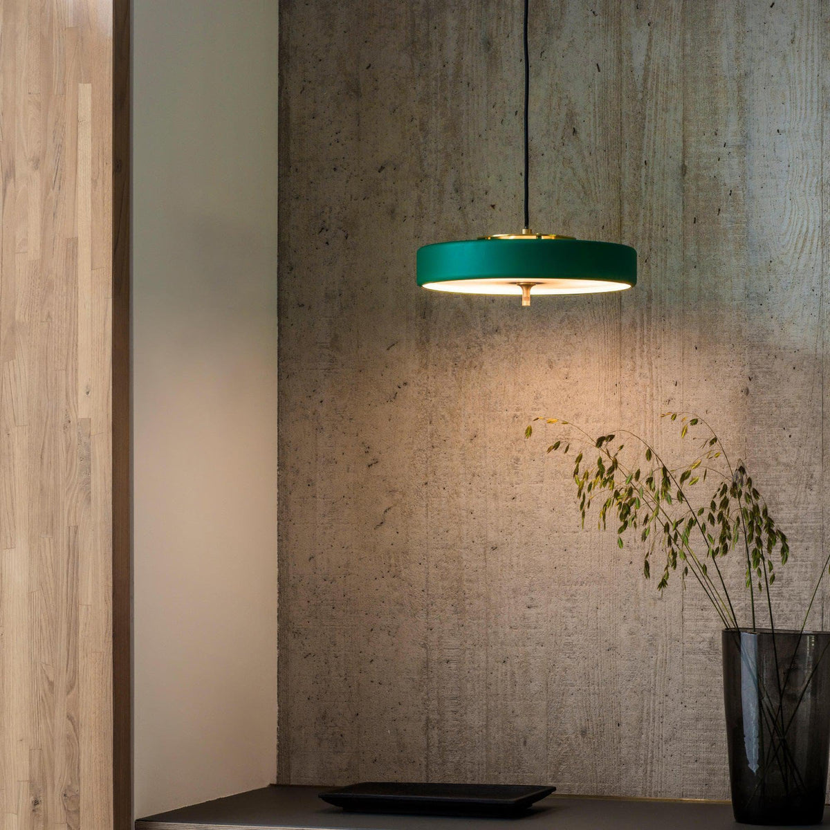 Metavaya Pendant light Dia 35cm x H 12cm / Brass & Matte Green Revolve Pendant light 653733644401 D-202112220014-4