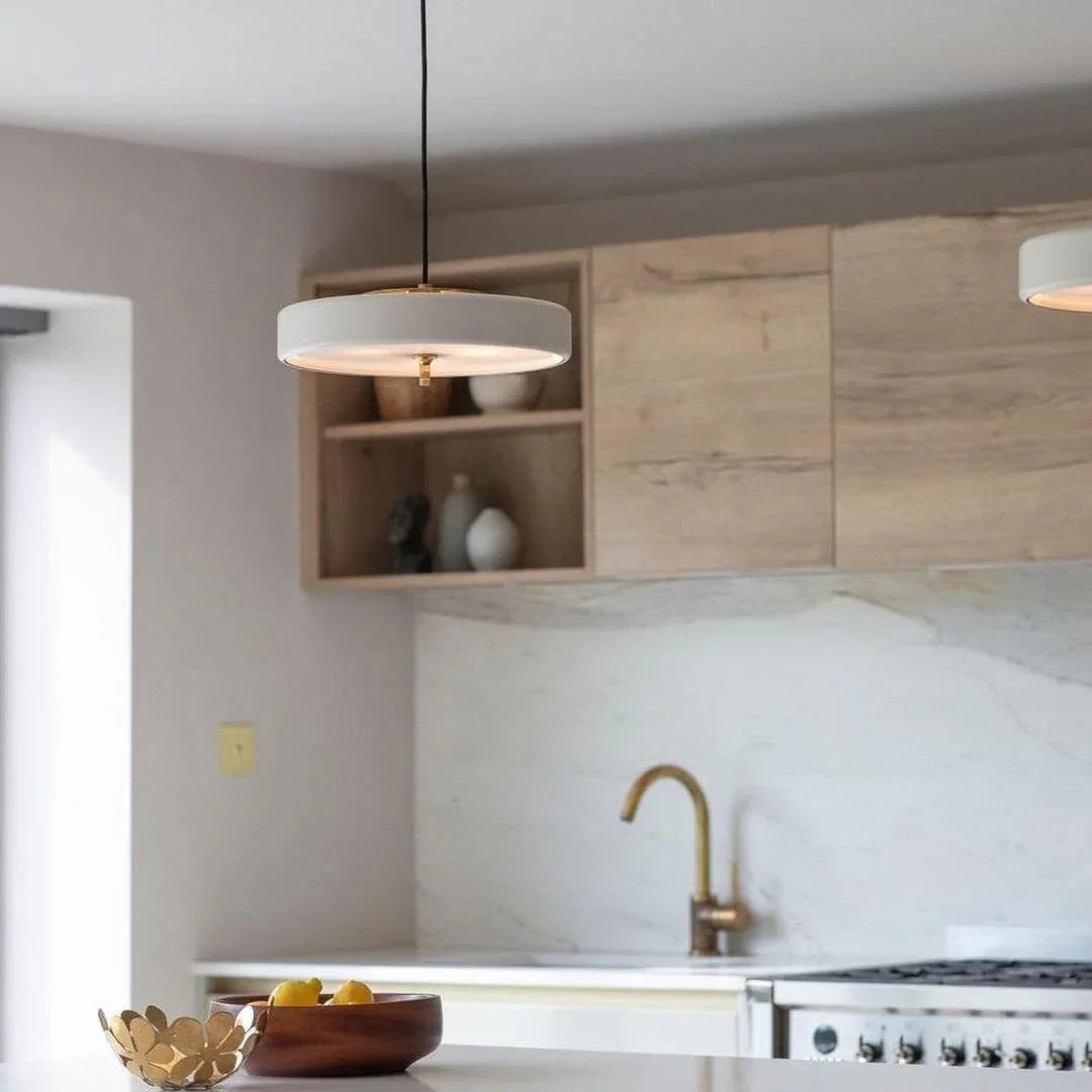 Metavaya Pendant light Dia 35cm x H 12cm / Brass & Matte White Revolve Pendant light 653733644401 D-202112220014-2