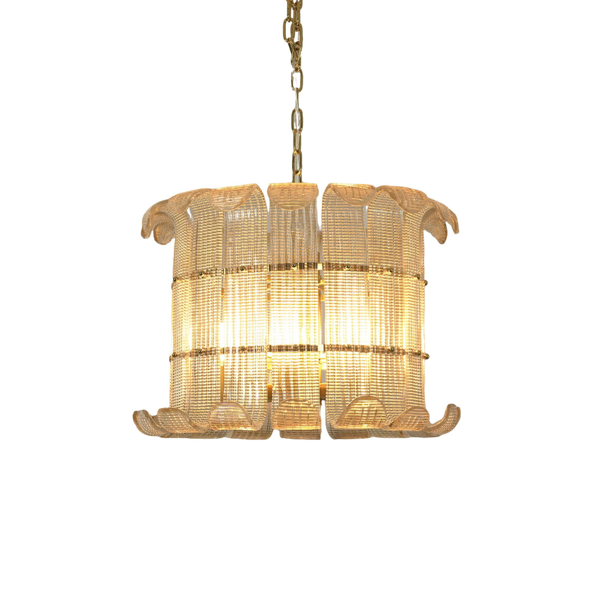 Ribbed Glass Scroll Chandelier | Metavaya