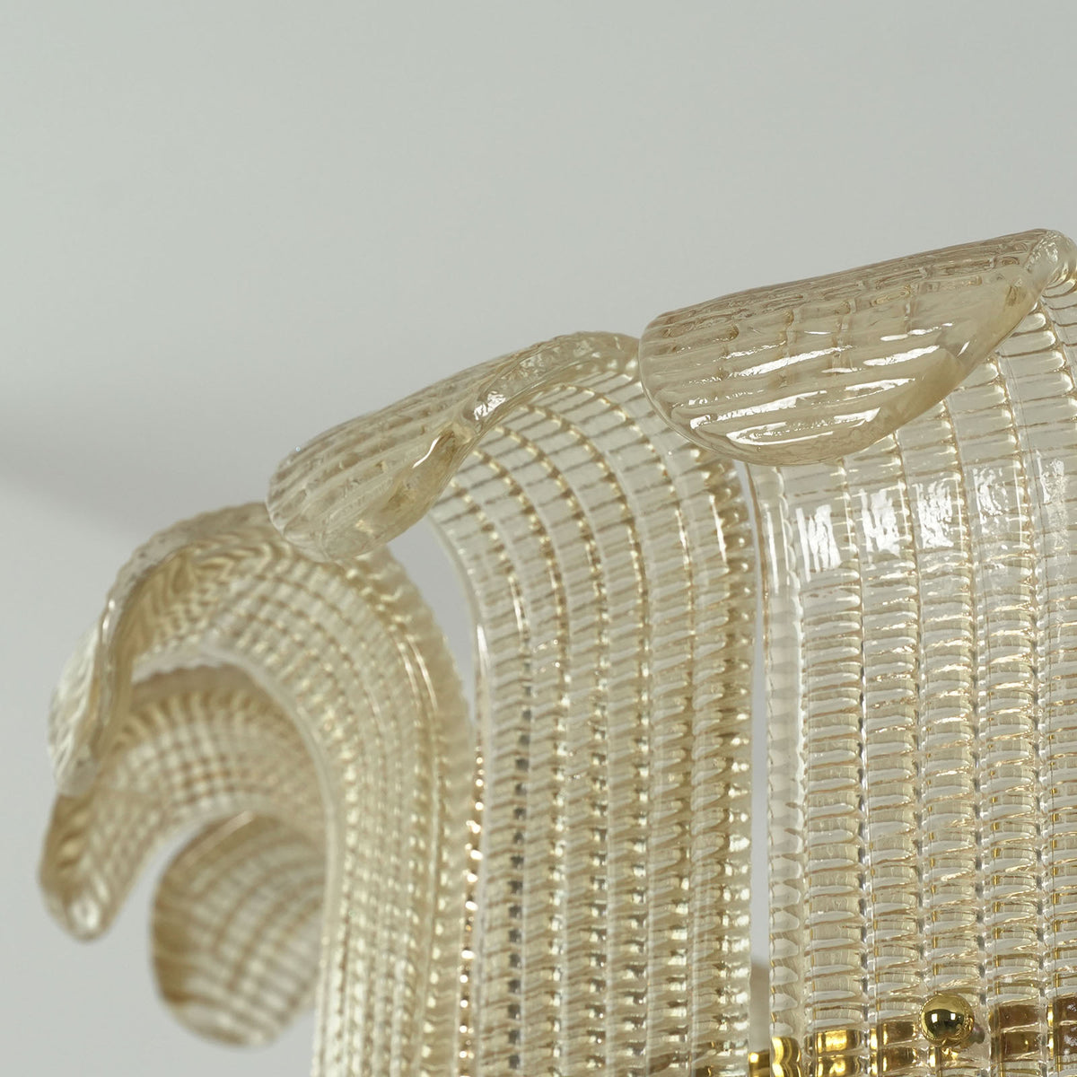 Ribbed Glass Scroll Chandelier - view 23 | Metavaya
