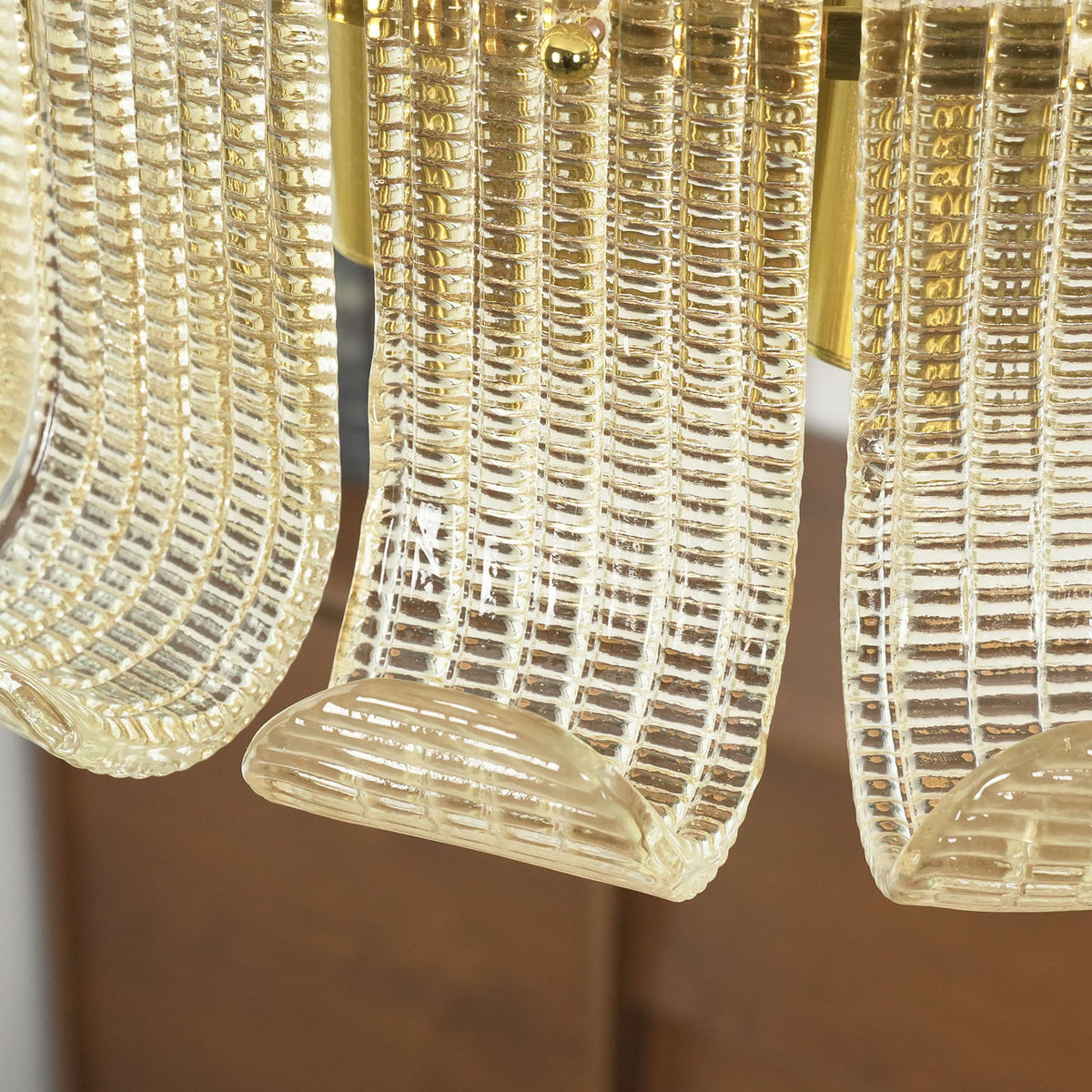 Ribbed Glass Scroll Chandelier - view 24 | Metavaya