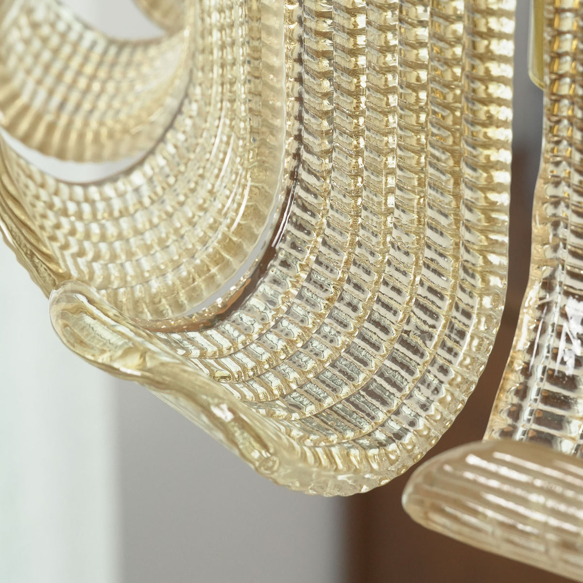 Ribbed Glass Scroll Chandelier - view 22 | Metavaya