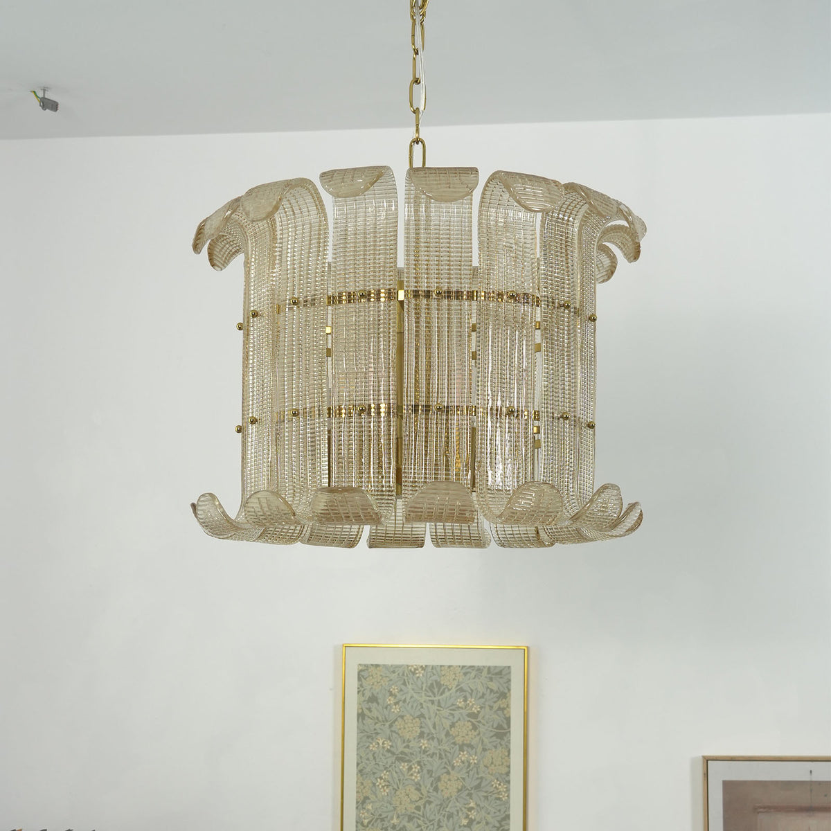 Ribbed Glass Scroll Chandelier - view 17 | Metavaya