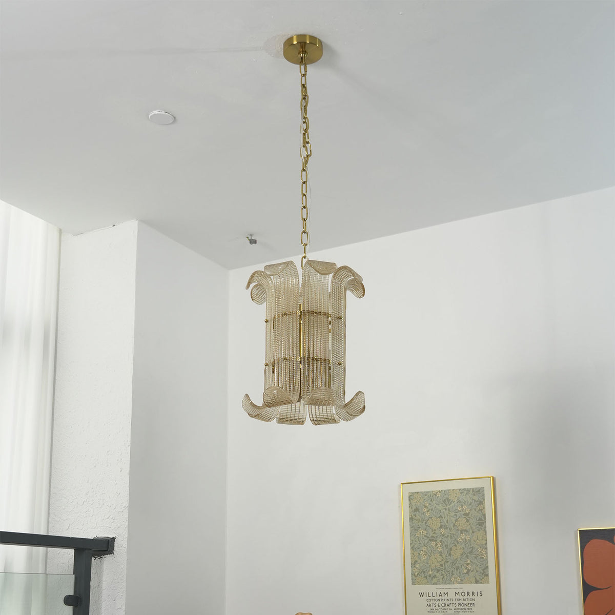 Ribbed Glass Scroll Chandelier - view 11 | Metavaya