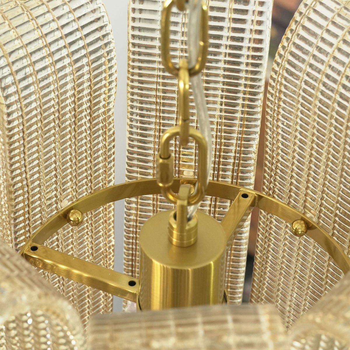 Ribbed Glass Scroll Chandelier - view 26 | Metavaya