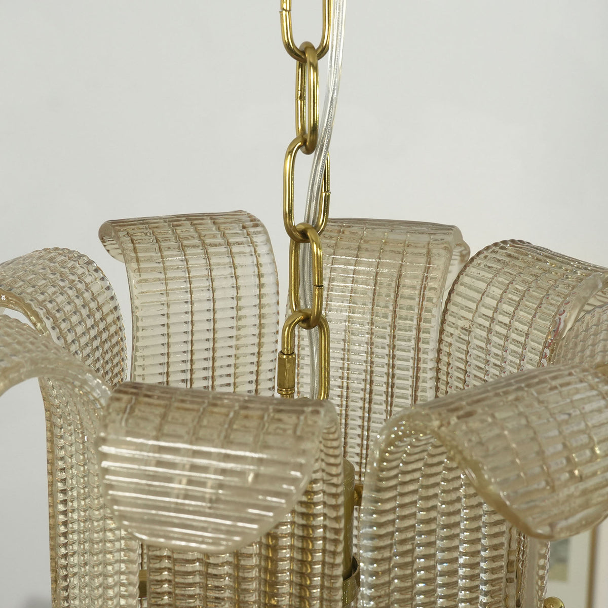 Ribbed Glass Scroll Chandelier - view 27 | Metavaya