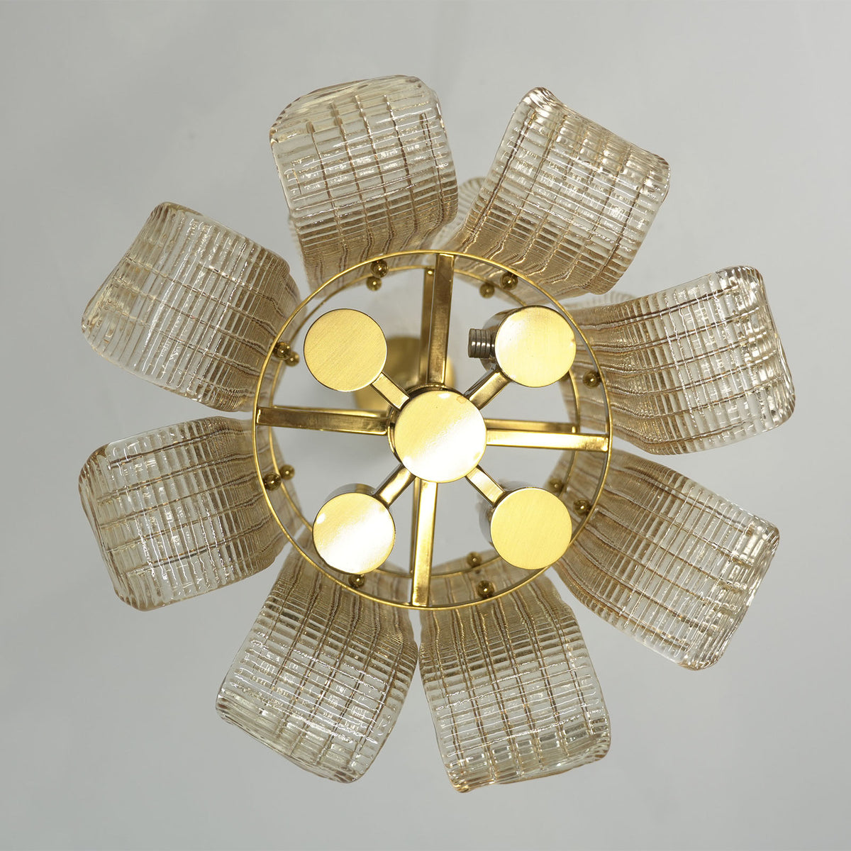 Ribbed Glass Scroll Chandelier - view 29 | Metavaya