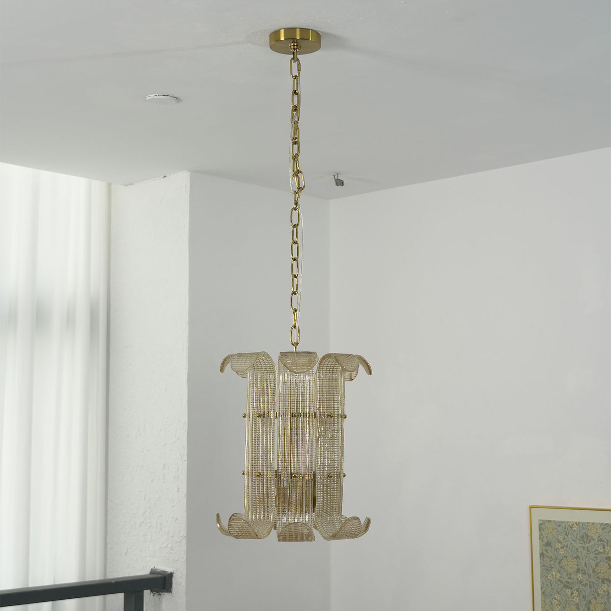 Ribbed Glass Scroll Chandelier - view 19 | Metavaya