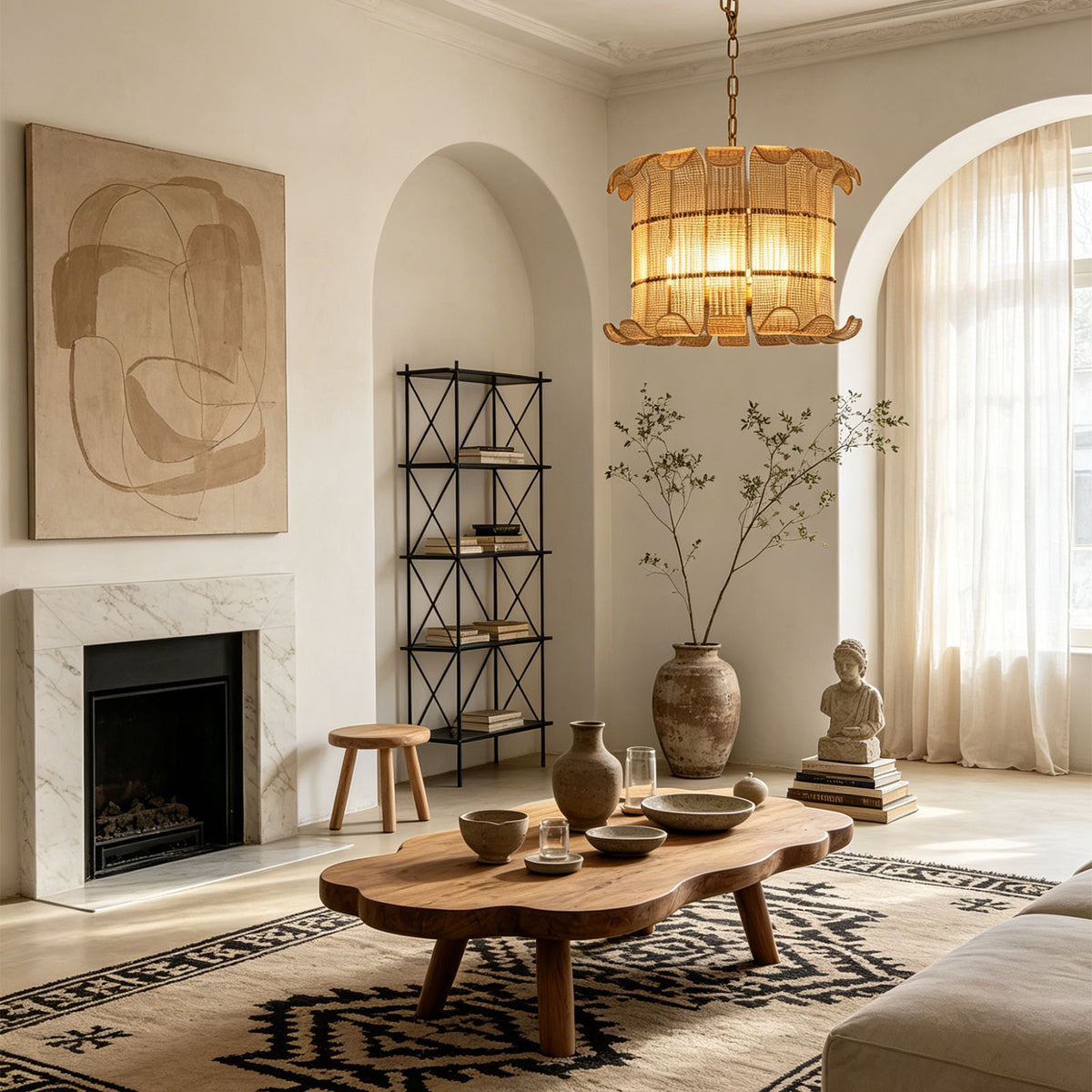 Ribbed Glass Scroll Chandelier - view 5 | Metavaya
