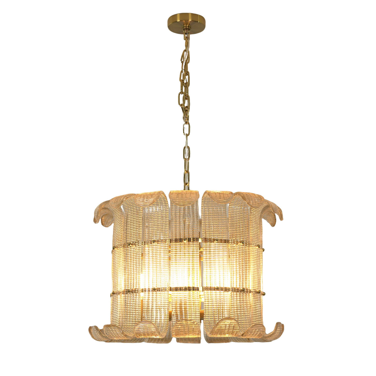 Ribbed Glass Scroll Chandelier - view 14 | Metavaya