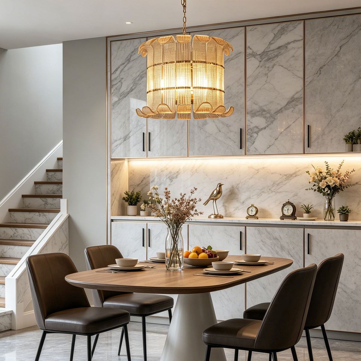 Ribbed Glass Scroll Chandelier - view 4 | Metavaya