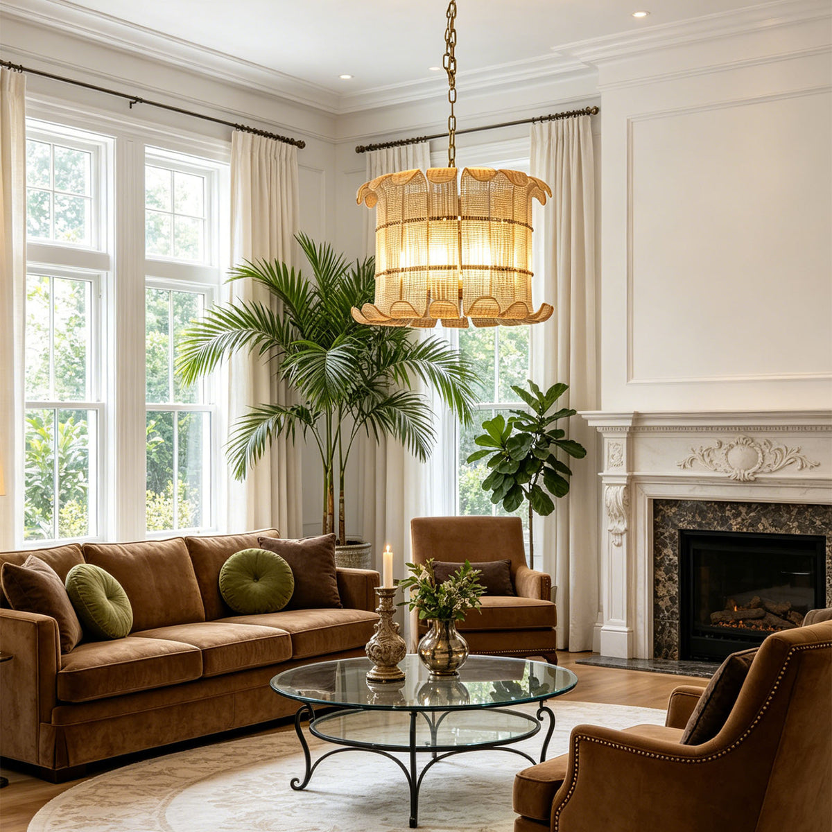 Ribbed Glass Scroll Chandelier - view 3 | Metavaya