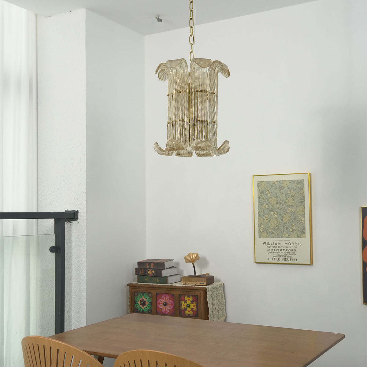 Ribbed Glass Scroll Chandelier - view 12 | Metavaya