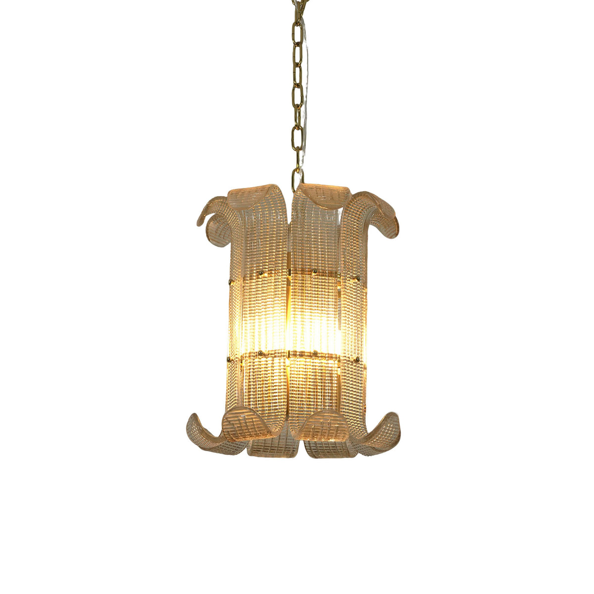 Ribbed Glass Scroll Chandelier - view 16 | Metavaya