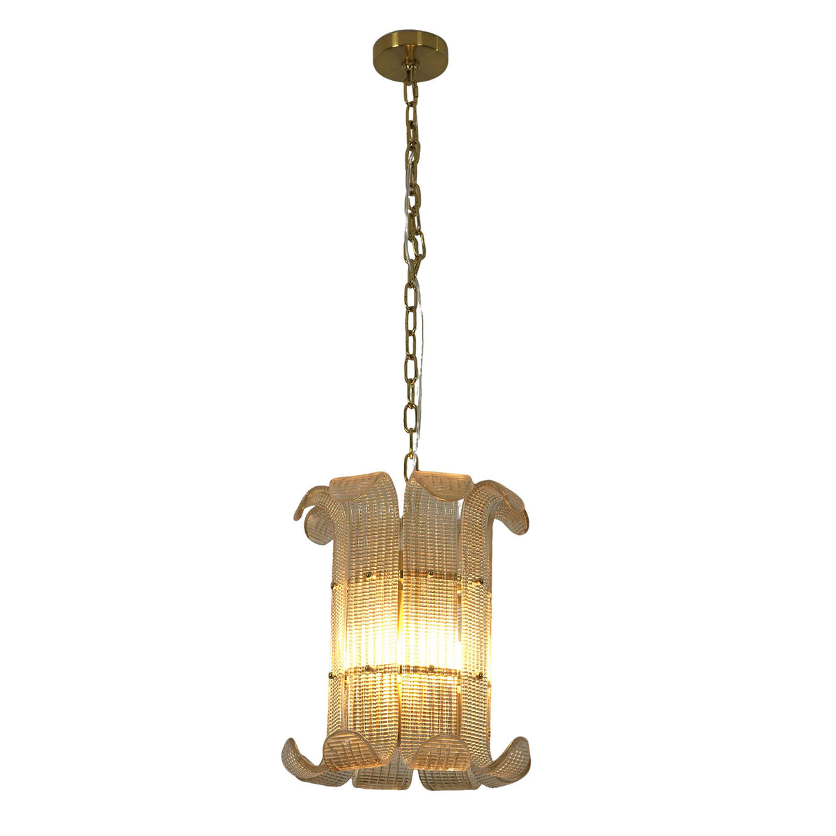 Ribbed Glass Scroll Chandelier - view 15 | Metavaya