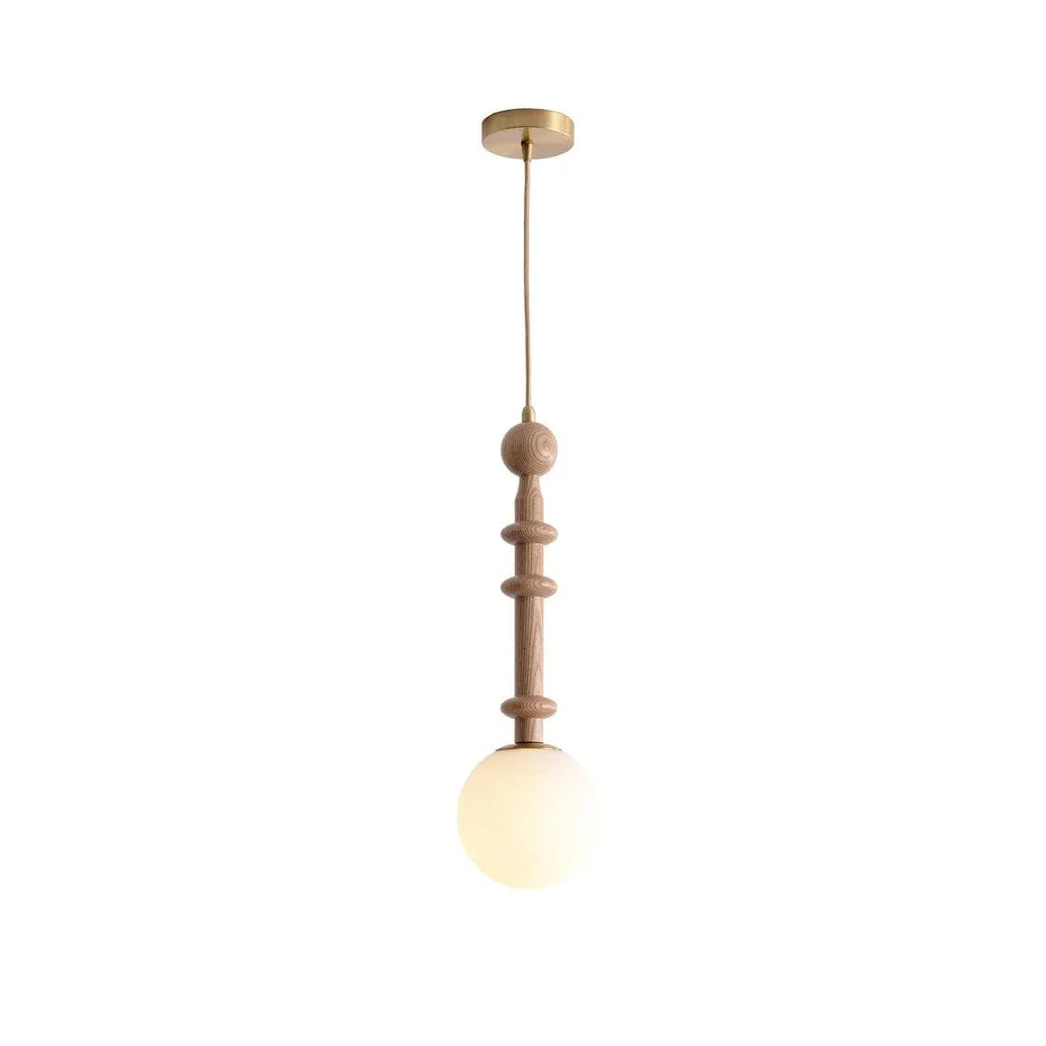 Metavaya Pendant light Dia 15cm x H 50cm / ∅ 5.9″ x H 19.7″ / Wood Color & Silver & White Roman Column Small Pendant Light 662668838991 M2023122005-2