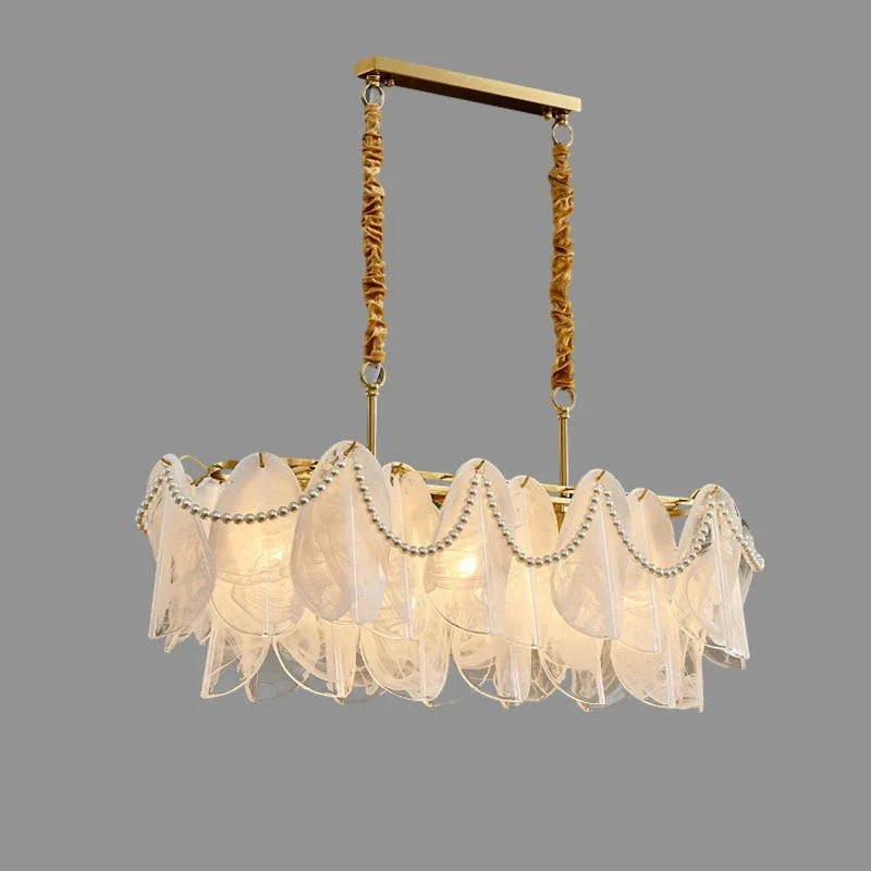 Metavaya Chandelier L 80cm x H 50cm / L 31.5″ x H 19.7″ (Square canopy) / Gold & Textured Clear Glass Rondini Chandelier 662668876627 M202403184-4 Rondini Chandelier- Buy online