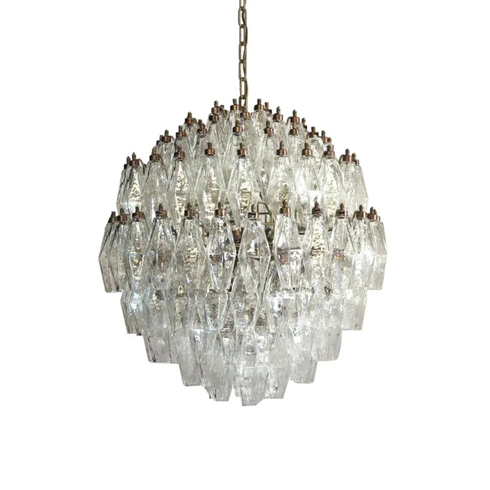 Round Faceted Transparent Chandelier | Metavaya
