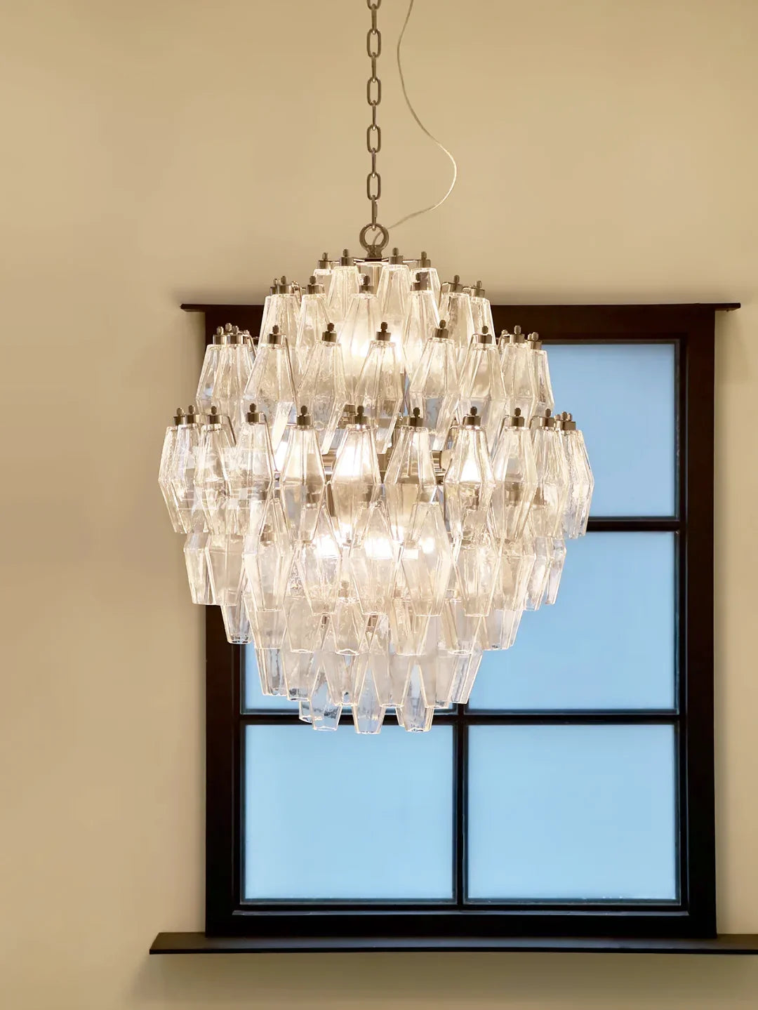 Round Faceted Transparent Chandelier - view 5 | Metavaya