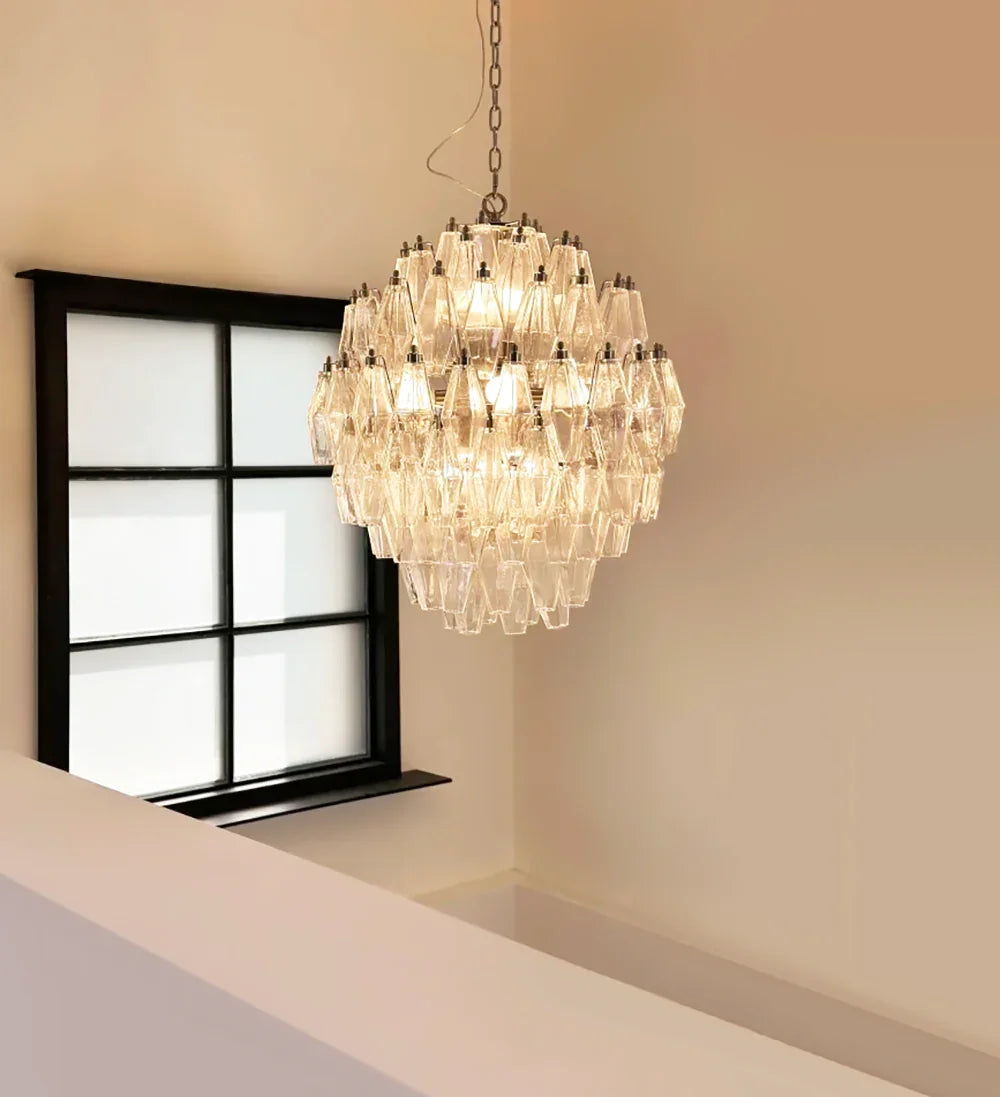 Round Faceted Transparent Chandelier - view 7 | Metavaya