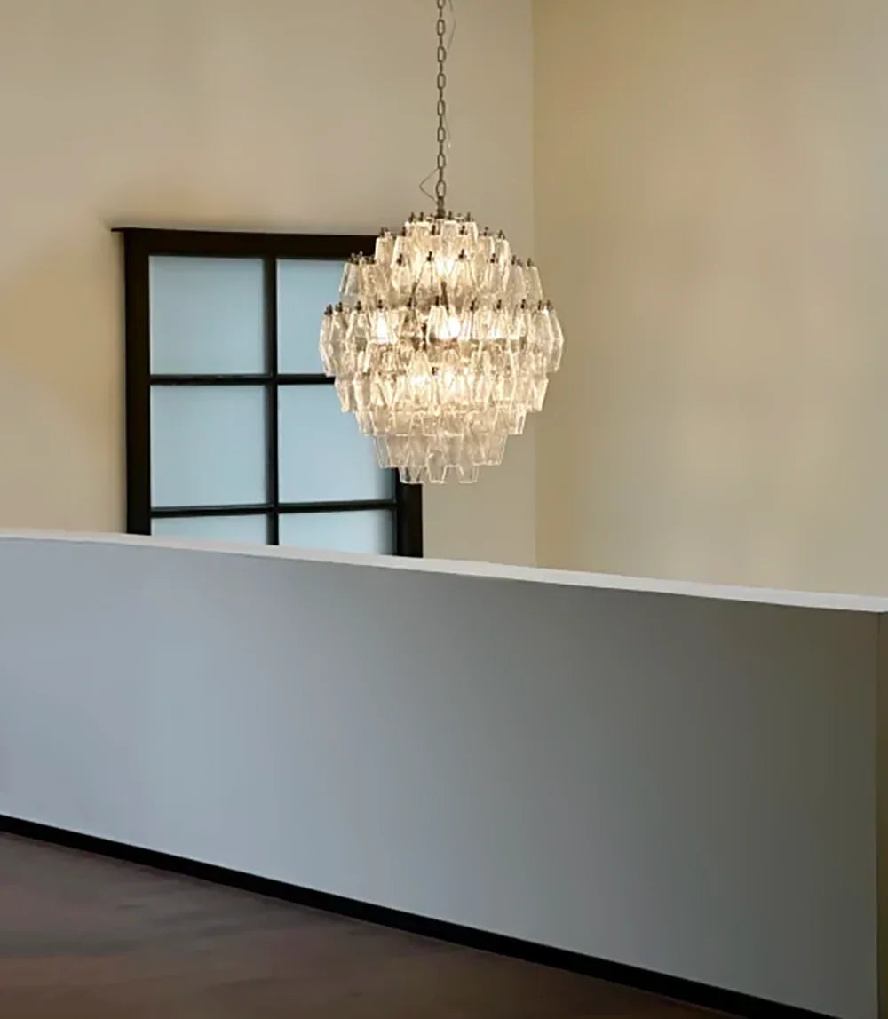 Round Faceted Transparent Chandelier - view 4 | Metavaya