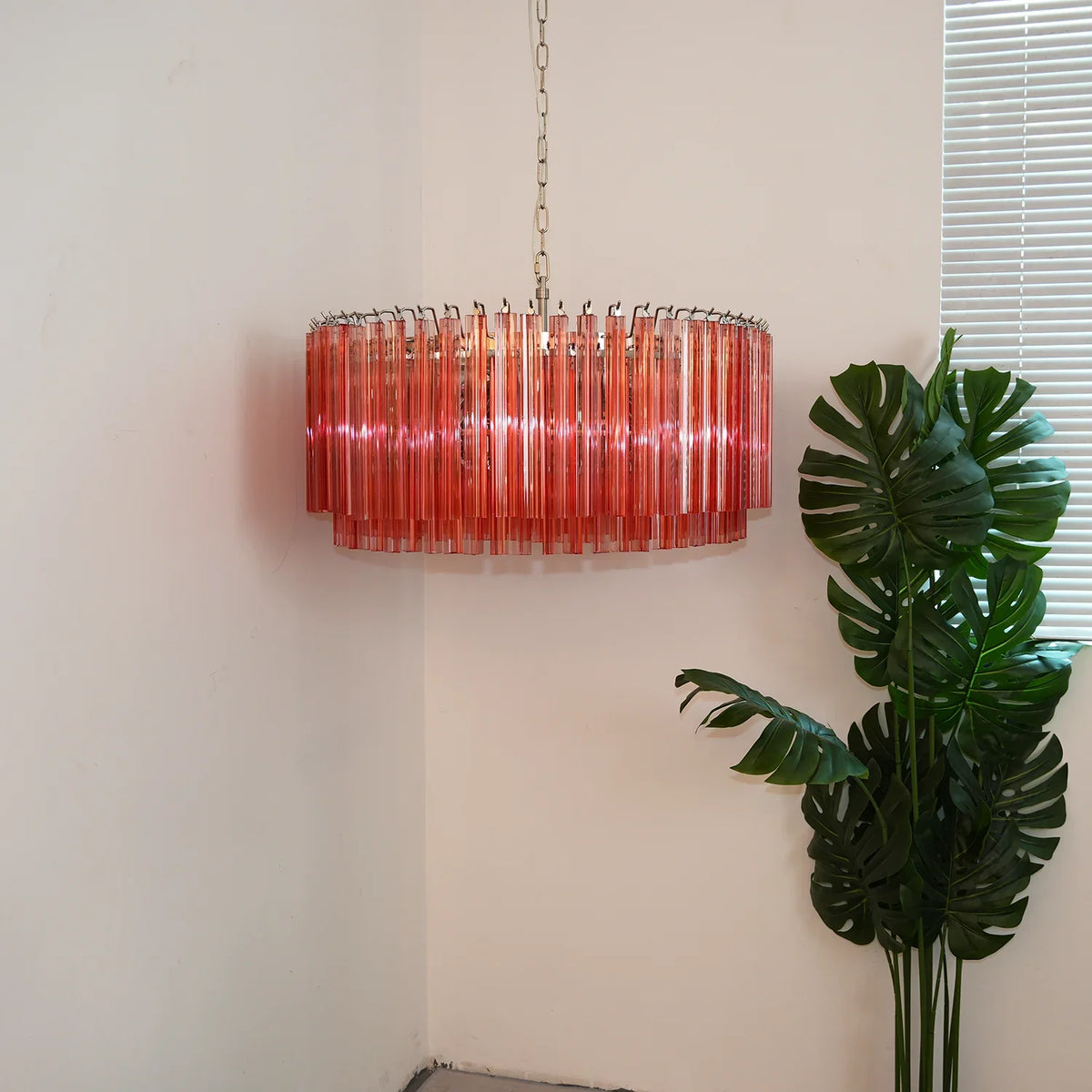 Round Pink Prism Chandelier - view 9 | Metavaya