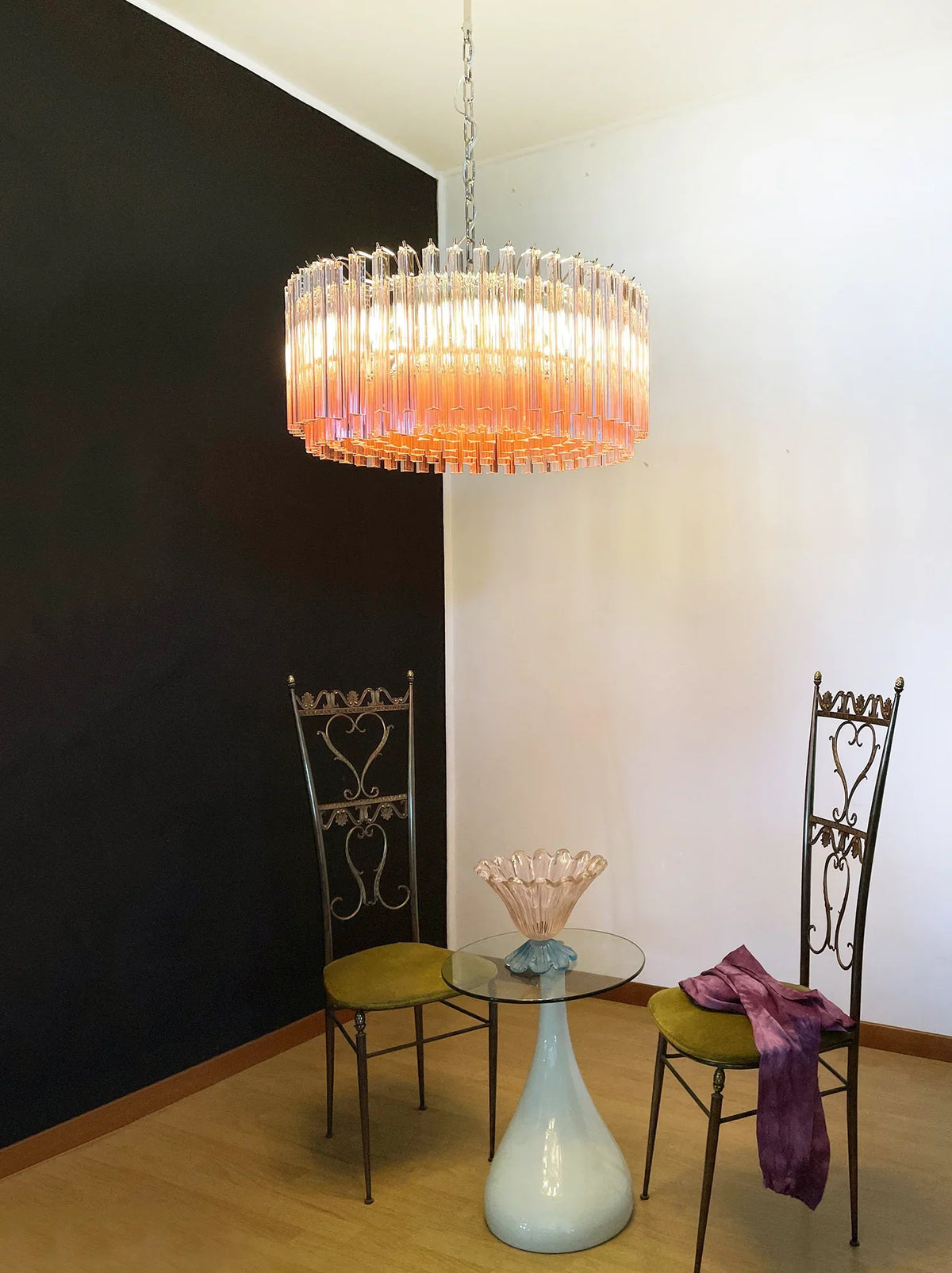 Round Pink Prism Chandelier - view 3 | Metavaya