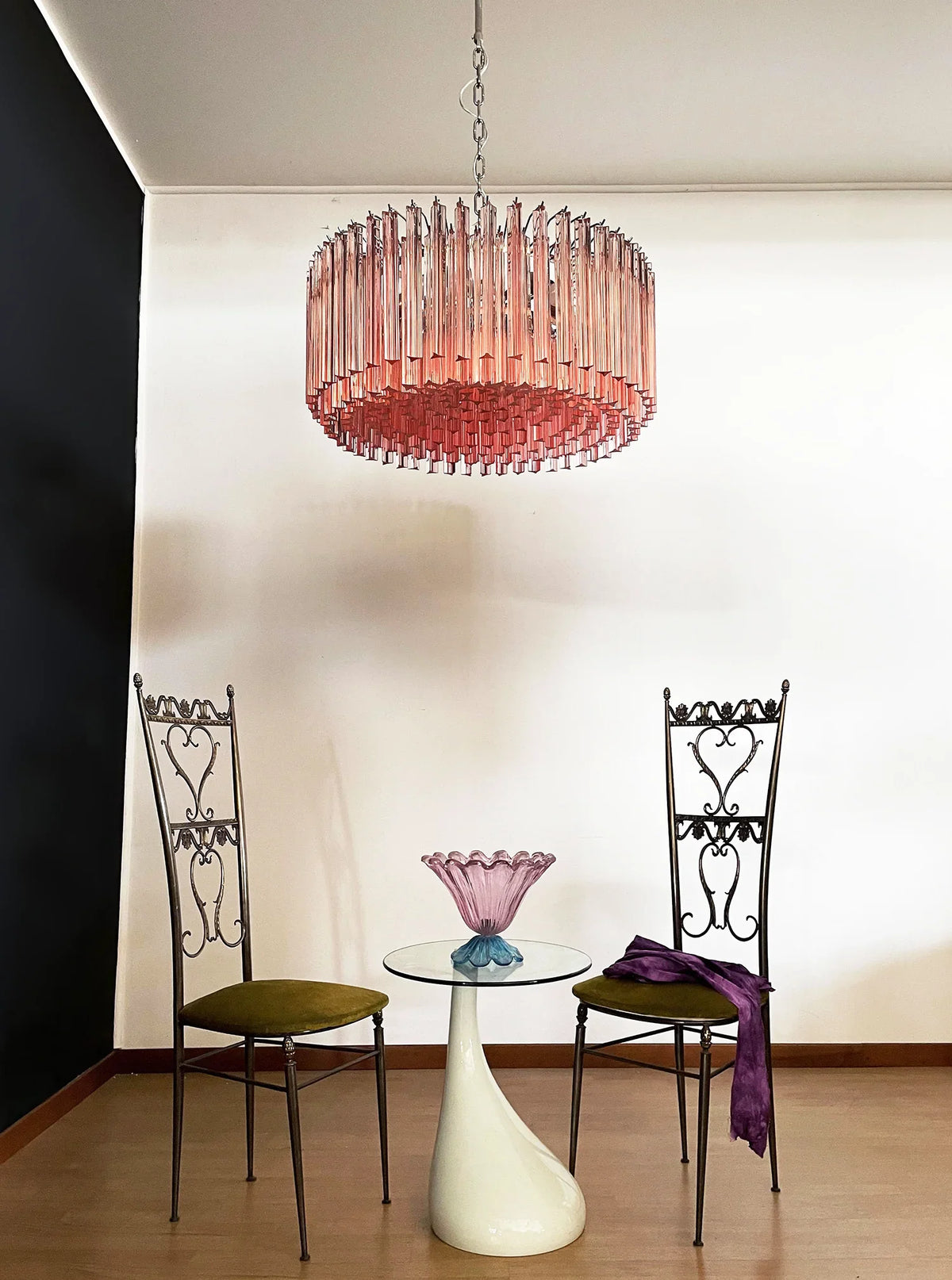 Round Pink Prism Chandelier - view 6 | Metavaya