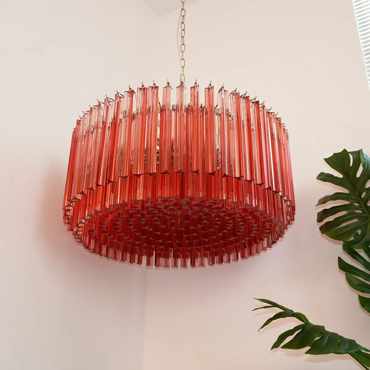 Round Pink Prism Chandelier - view 10 | Metavaya