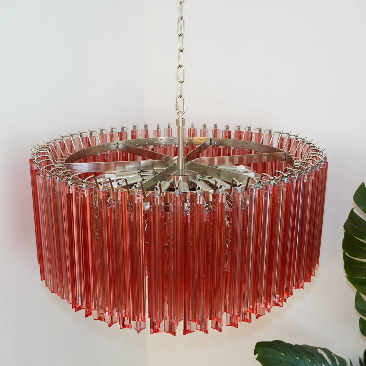 Round Pink Prism Chandelier - view 11 | Metavaya