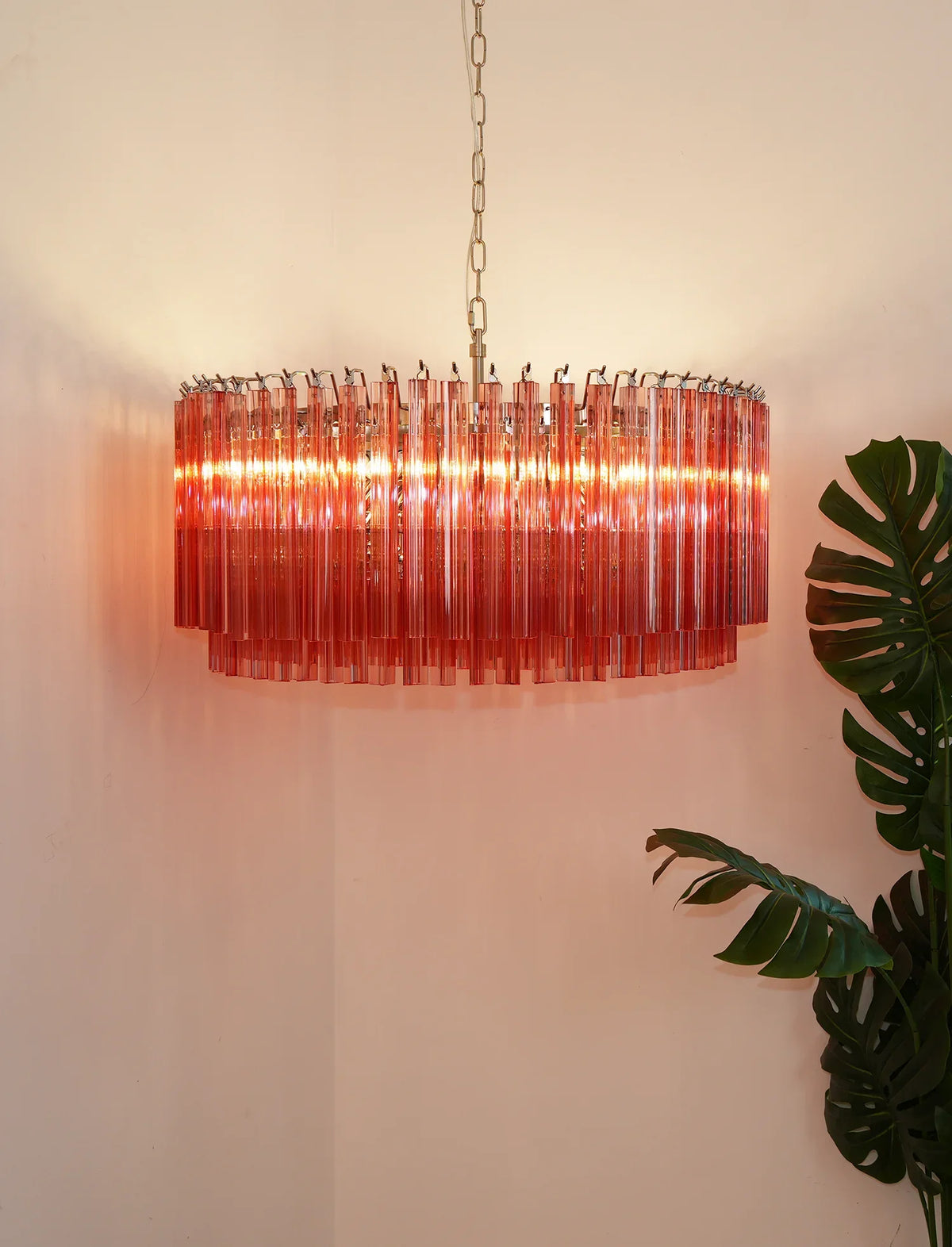 Round Pink Prism Chandelier - view 5 | Metavaya