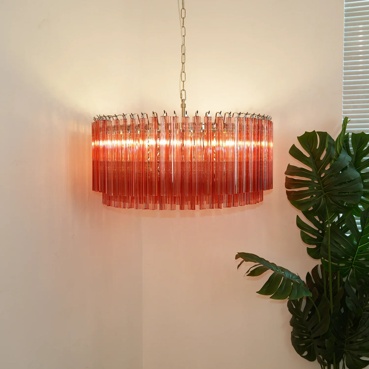 Round Pink Prism Chandelier - view 8 | Metavaya
