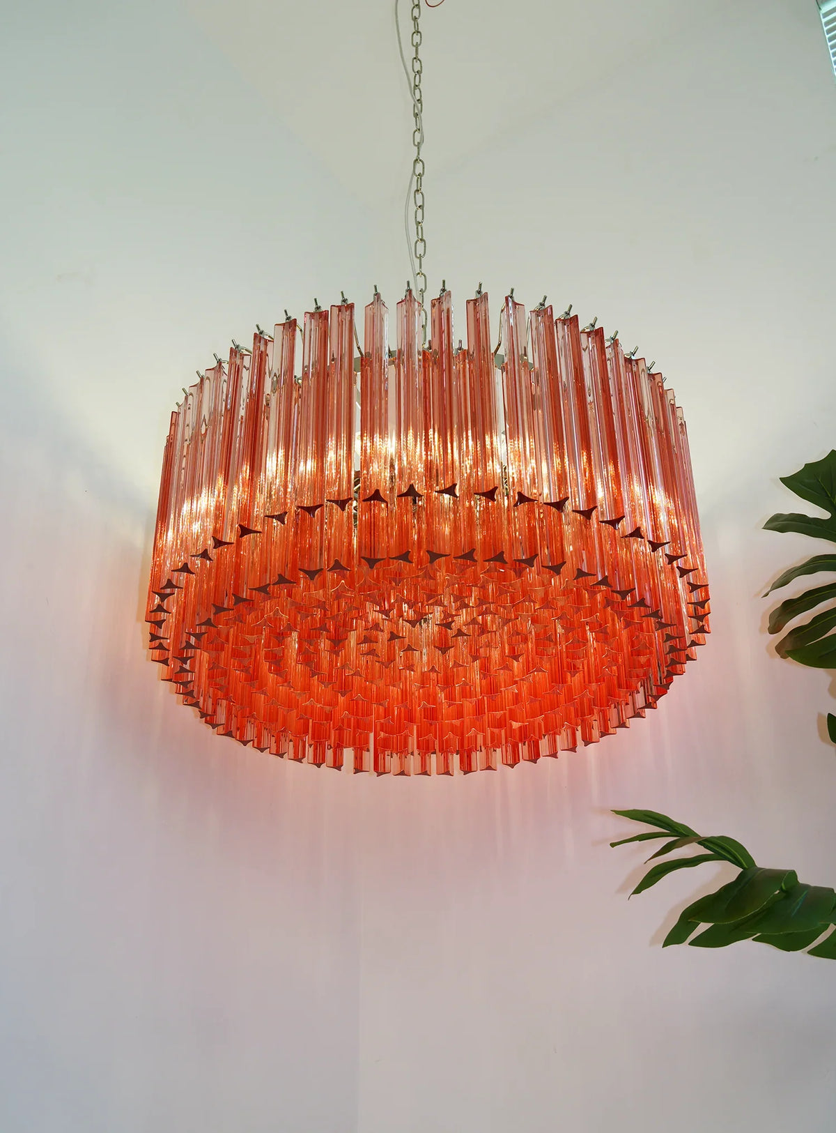 Round Pink Prism Chandelier - view 7 | Metavaya