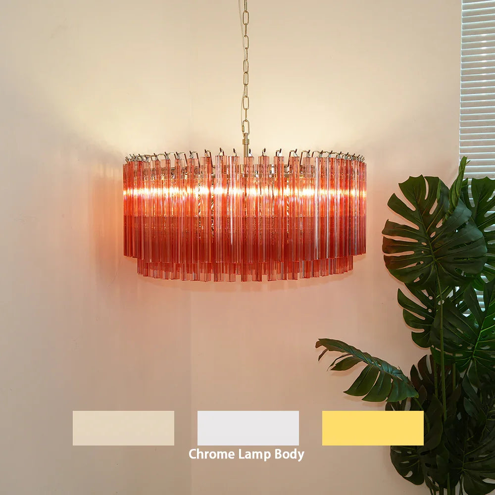Round Pink Prism Chandelier - view 14 | Metavaya