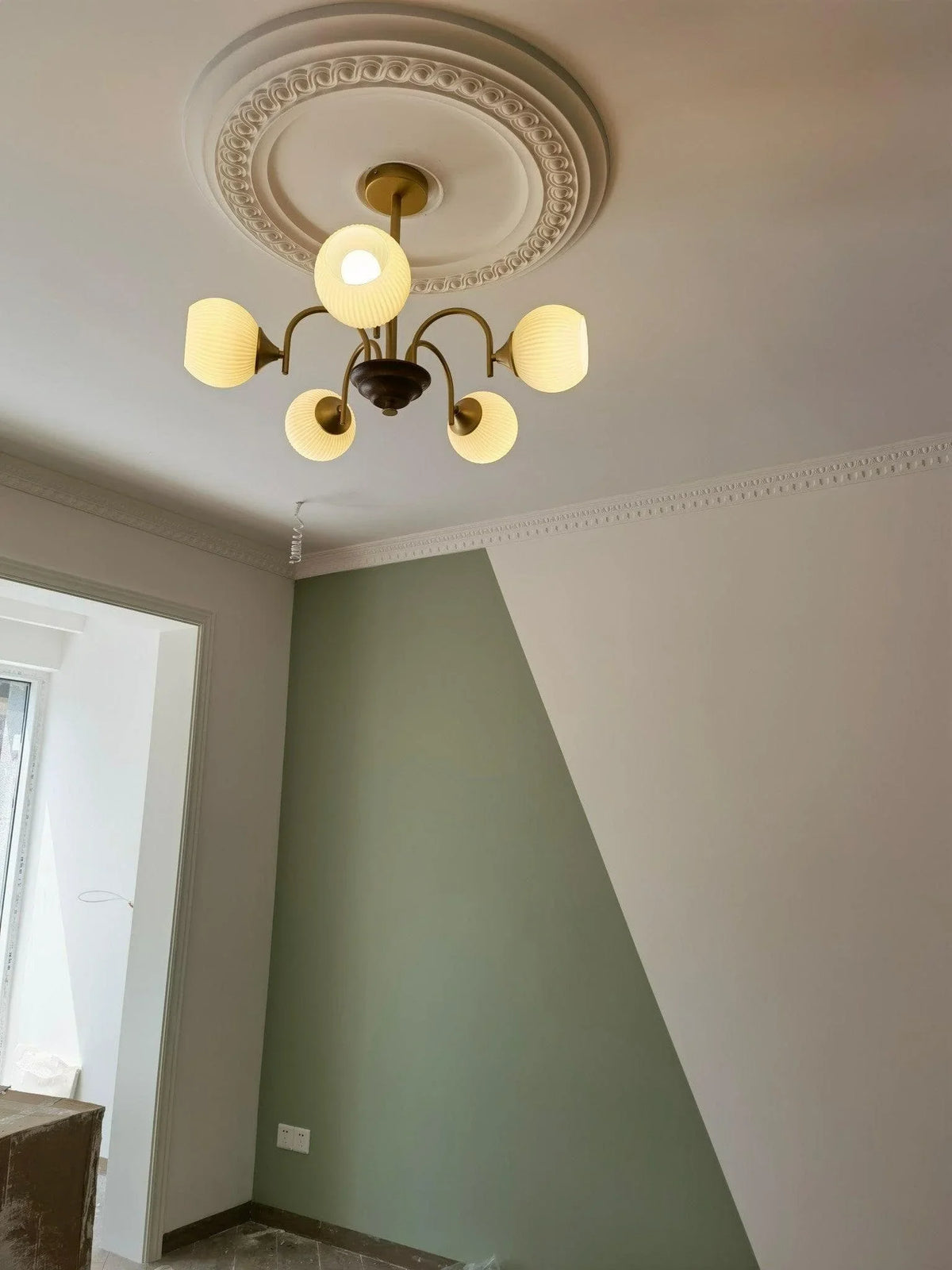 Metavaya Chandelier Sculptural Glass Ribbed Chandelier
