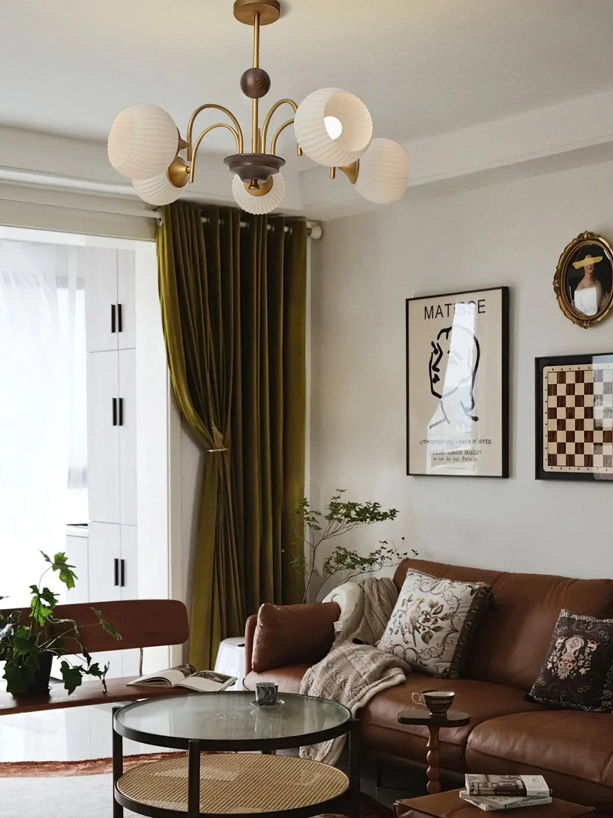 Metavaya Chandelier Sculptural Glass Ribbed Chandelier