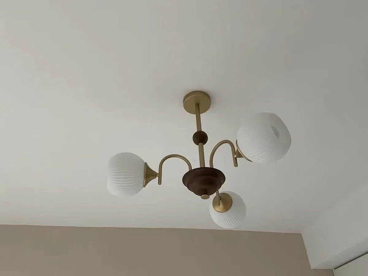 Metavaya Chandelier Sculptural Glass Ribbed Chandelier