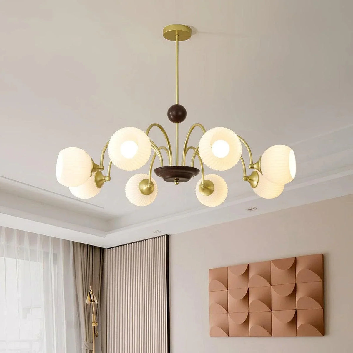 Metavaya Chandelier Sculptural Glass Ribbed Chandelier
