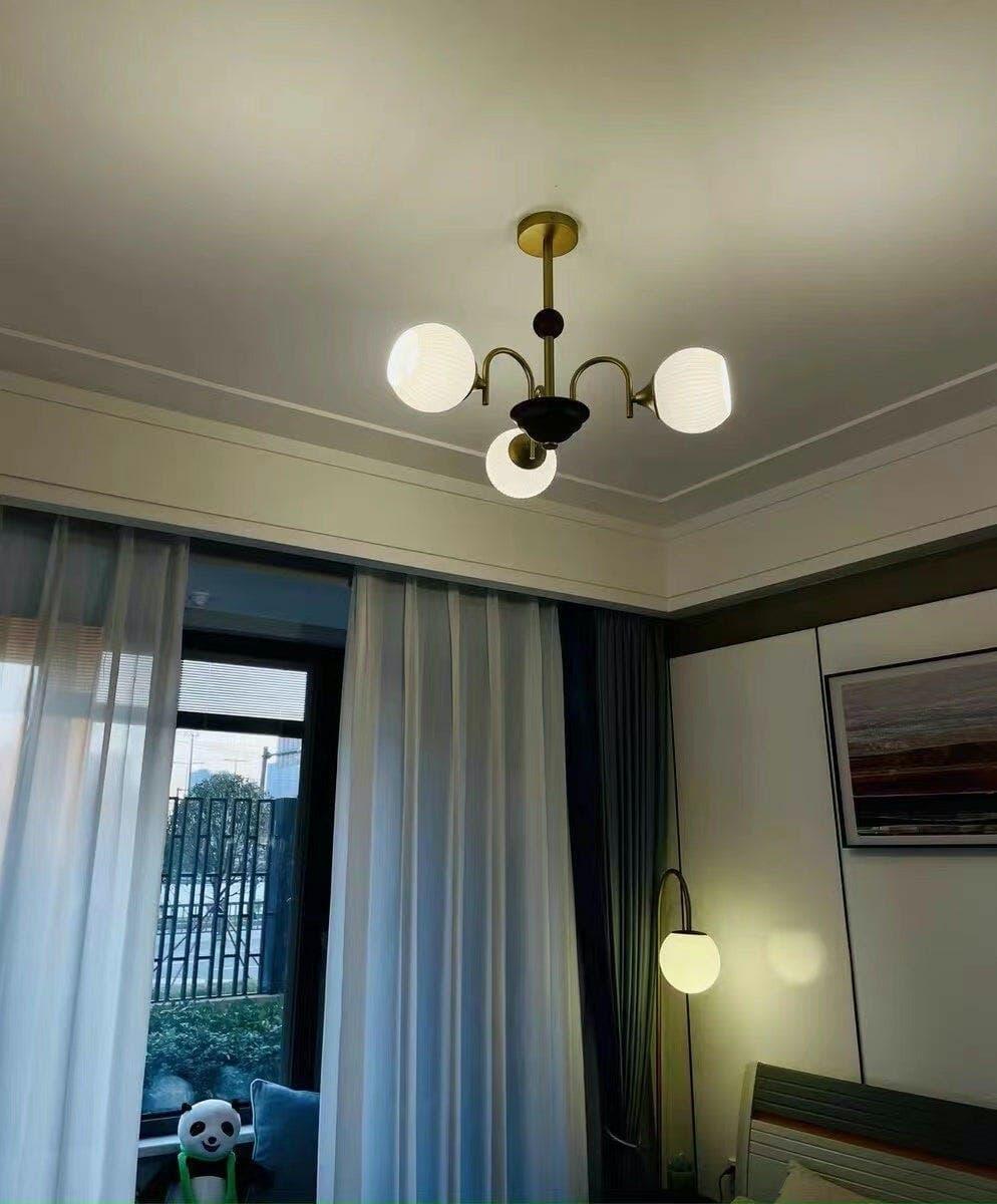 Metavaya Chandelier Sculptural Glass Ribbed Chandelier