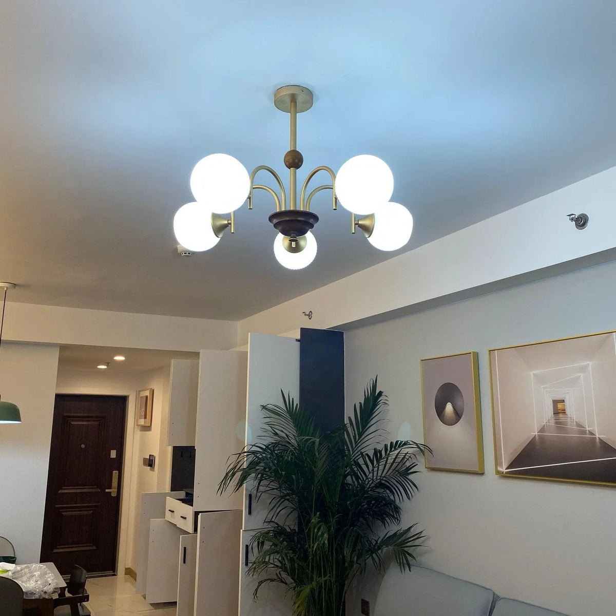 Metavaya Chandelier Sculptural Glass Ribbed Chandelier