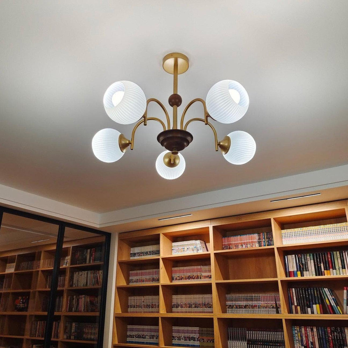 Metavaya Chandelier Sculptural Glass Ribbed Chandelier