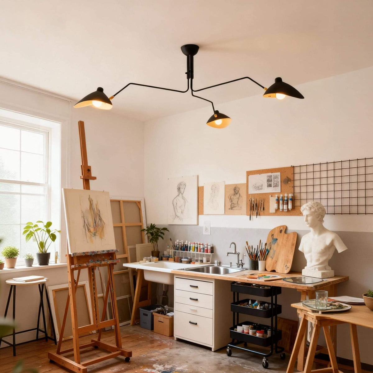 Serge Mouille Ceiling Light - view 7 | Metavaya