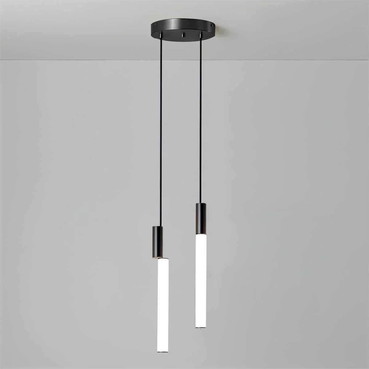 Metavaya Pendant light 2 heads Dia 15cm x H 150cm / ∅ 5.9″ x H 59″ / Black / Warm Light Signal LED Pendant Light 6938617817084 M2023112802-4
